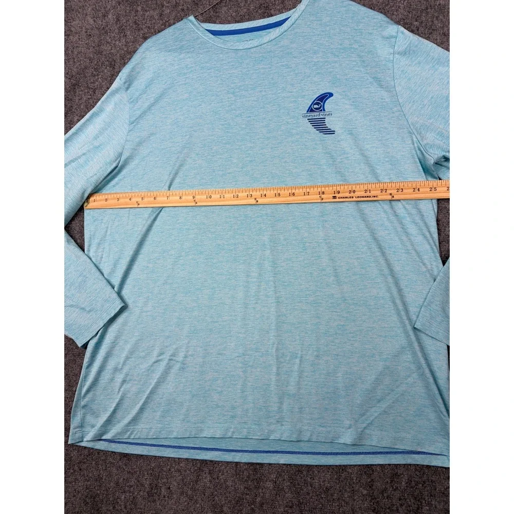 Vineyard Vines Performance Shirt Mens XL Blue Long Sleeve Surf Fin Graphic Tee